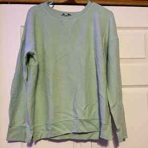 American Eagle fuzzy teal crew neck